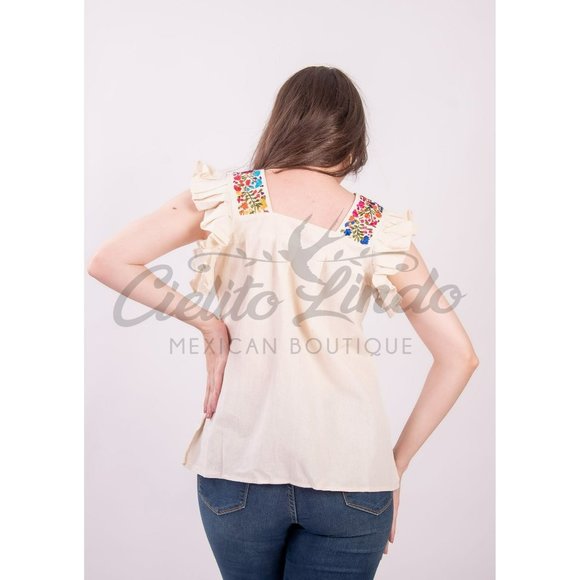 María Handmade Cream Blouse - Picture 2 of 5